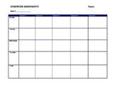 Weekly Homework Assignment Planner Multiple Courses