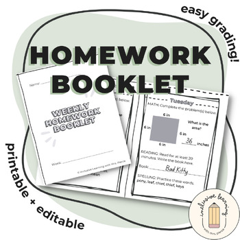 homework booklet template