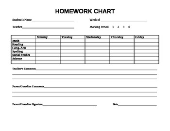 Homework Chart For Parents