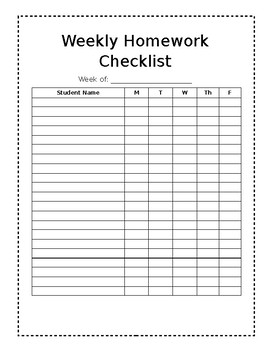 homework checklist pdf