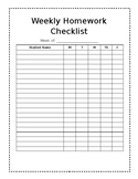 Weekly Homework Checklist