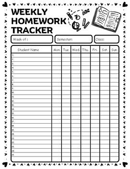Preview of Weekly Homework Checklist or Homework Data Tracker for Teacher-3 pages