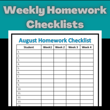 ADHD and Executive Functioning Weekly HOMEWORK Planner