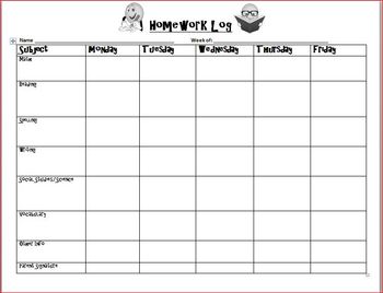 weekly homework log