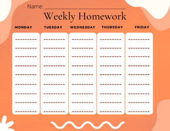 Weekly Homework Planner-School Theme