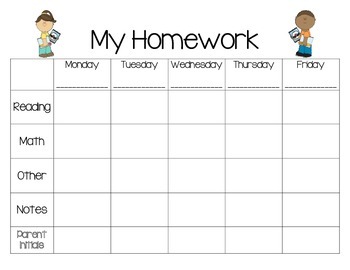 Simple Homework Organizer - Weekly Homework Planner