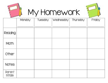 Weekly Homework Planner-School Theme