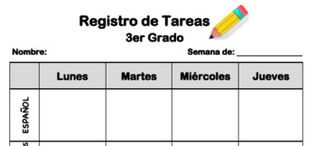 Preview of Weekly Homework Planner Spanish / Registro de Tareas