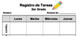 Weekly Homework Planner Spanish / Registro de Tareas
