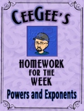 Weekly Homework - Powers and Exponents