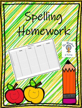 Preview of Weekly Homework Spelling Template  - EDITABLE