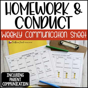 Preview of Weekly Homework and Behavior Sheet - with Parent Communication