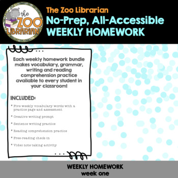 Preview of Weekly Homework-grade nine-Just Print and Go-Digital EASEL Resource