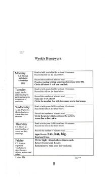 Preview of Weekly Homework or Weekly Classroom assignments