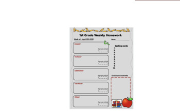 Preview of Weekly Homework sheet EDITABLE 