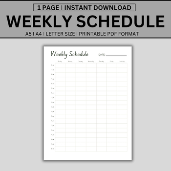 Preview of Weekly Hourly Planner Printable, Daily Productivity Planner, Weekly Schedule