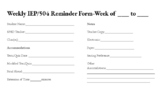 Weekly IEP/504 Reminder Worksheet