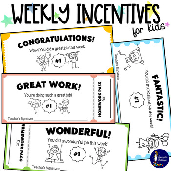 Preview of Weekly Incentives for Kids