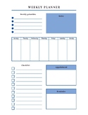Weekly Individual Planner Sheet - Navy