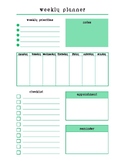 Weekly Individual Planner Sheets - Green