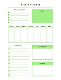 Weekly Individual Planner Sheets - Light Green