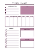 Weekly Individual Planner Sheets - Mauve