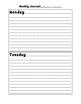 weekly work journal template