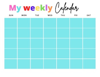 Weekly Kids Calendar, Printable Visual Schedule, Perpetual Calendar Routine