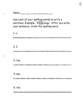 Weekly Kindergarten Spelling Homework by Be Great in B8! | TPT