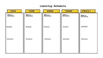 Preview of Weekly Learning Schedule