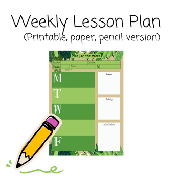 Preview of Weekly Lesson Plan