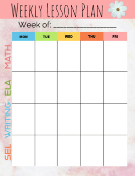 Weekly Lesson Plan by Mrs Boere Bears | TPT