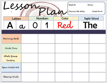 Preview of Weekly Lesson Plan Editable Template