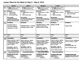 Weekly Lesson Plan Organization - Elementary - By Day, Tim