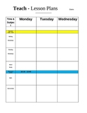 Weekly Lesson Plan Sheet (Elementary Teachers)