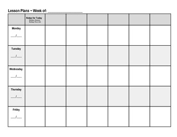 weekly lesson plan template by amanda rick teachers pay teachers