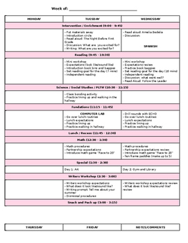 Weekly Lesson Plan Template by Alisa H | TPT