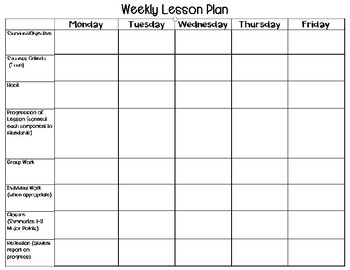 Weekly Lesson Plan Template by Teaching on the Island | TPT