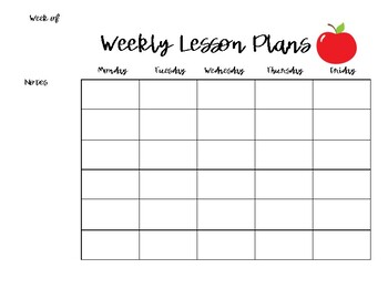 Preview of Weekly Lesson Plan Template