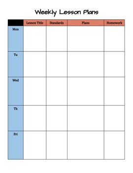 Weekly Lesson Plan Template by Math Shack Education | TPT