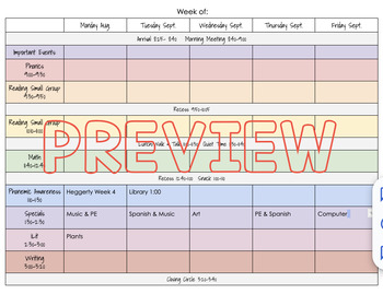 Preview of Weekly Lesson Plan Template