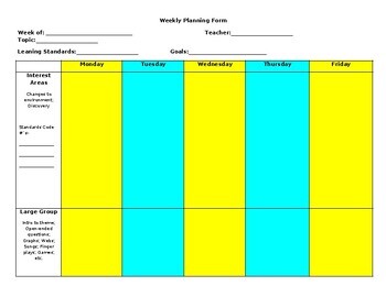 Preview of Weekly Lesson Plan Template