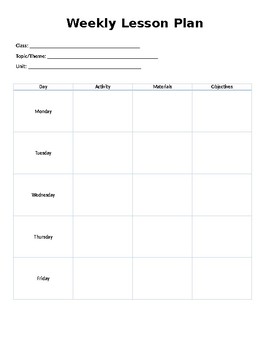 Weekly Lesson Plan Template (Editable) by TeacherAngelEducation | TPT