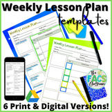 Weekly Lesson Plan Template Editable Print or Google Slide