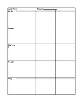 Preview of Free Weekly Lesson Plan Template Editable
