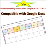 Weekly Lesson Plan Template (Editable) 2022-2023