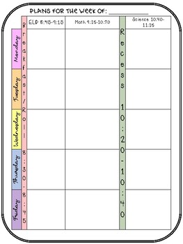 Preview of Weekly Lesson Plan Template- Editable