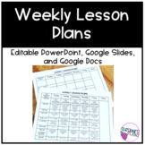 Weekly Lesson Plan Template | Editable | PPT | Google Slides | Google Docs