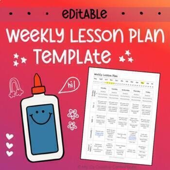 Preview of Weekly Lesson Plan Template - Editable Version