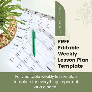 Preview of Weekly Lesson Plan Template (Use for Erin Condren Lesson Plan Books too!)